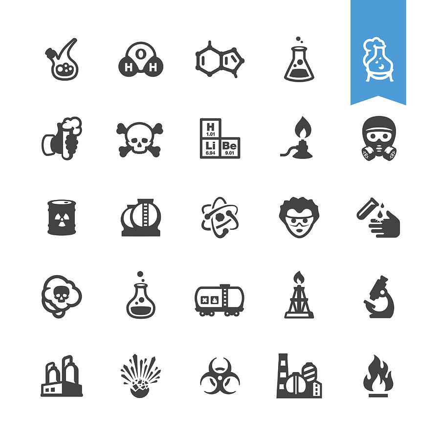 Chemical industry and Laboratory related vector icons Drawing by Lushik