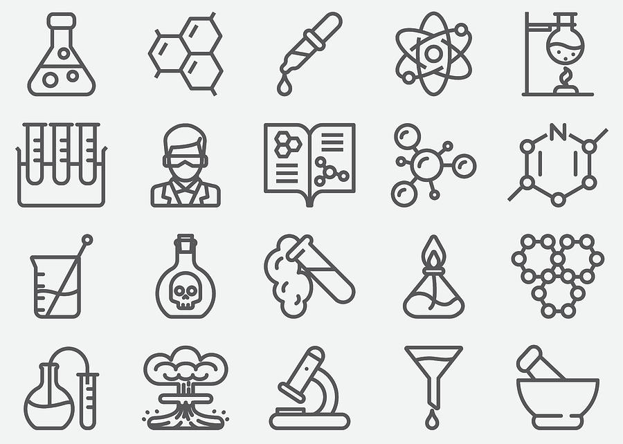 Chemical Line Icons Drawing by LueratSatichob