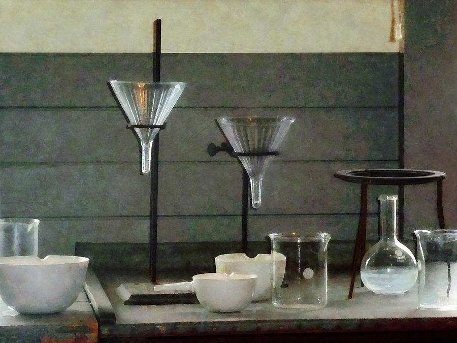 Funnel Photograph - Chemist - Funnels Flasks and Crucibles by Susan Savad