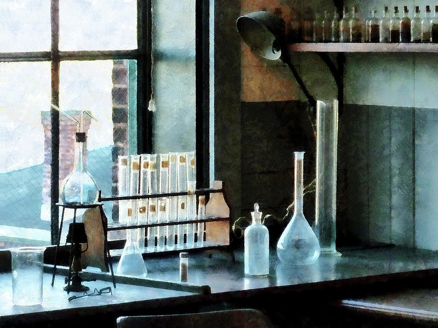 Bottle Photograph - Chemist - Glassware in Lab by Susan Savad