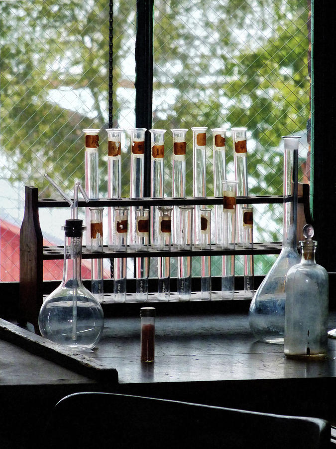 Bottle Photograph - Chemist - Test Tubes By Window by Susan Savad
