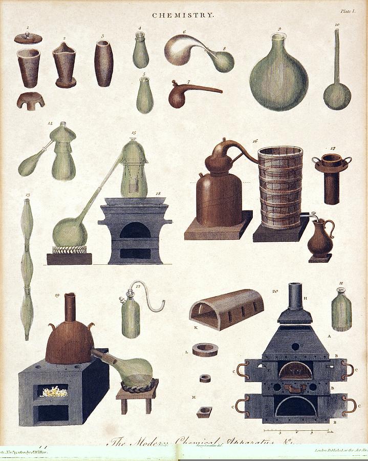 Device Photograph - Chemistry equipment, early 19th century by Science Photo Library