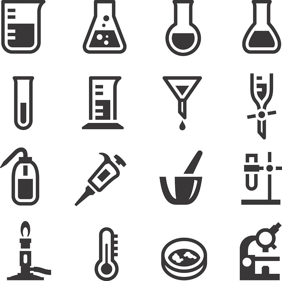 Chemistry Lab Icons Set 1 Drawing by Jack0m