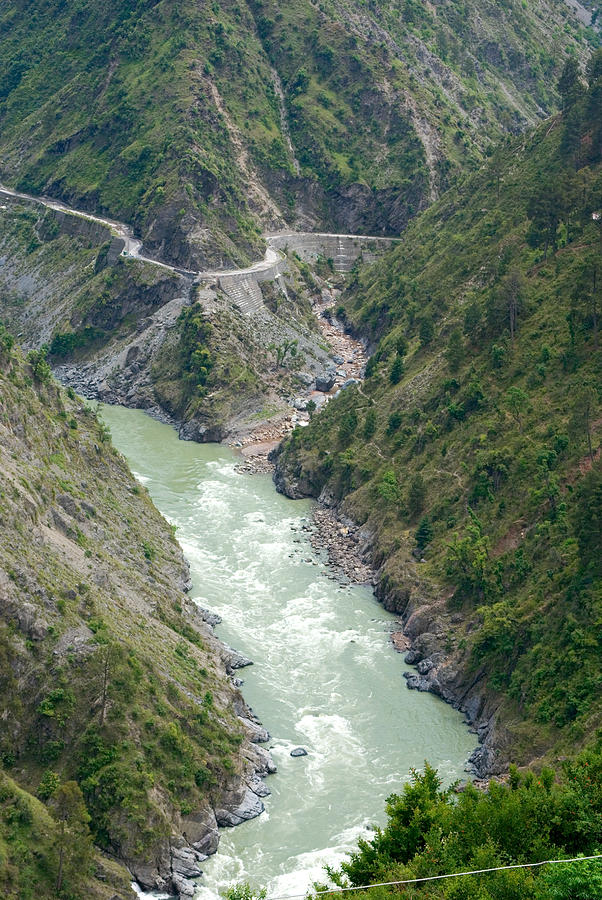 Chenab river, hill Jammu Srinagar road, Jammu & Kashmir, India, Asia Photograph by Dinodia Photo