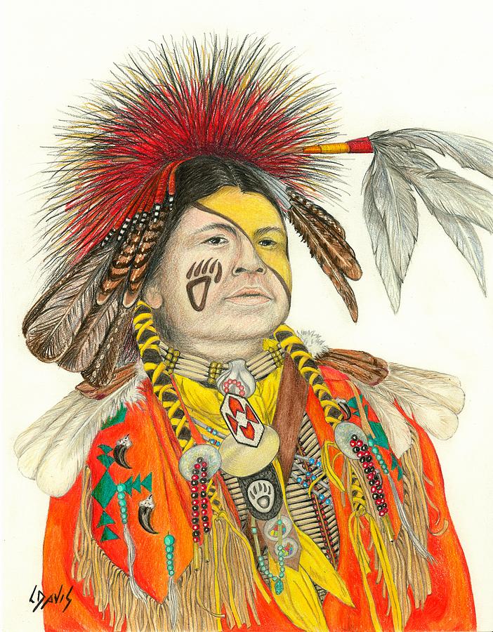 Cherokee in Orange Drawing by Lew Davis Fine Art America