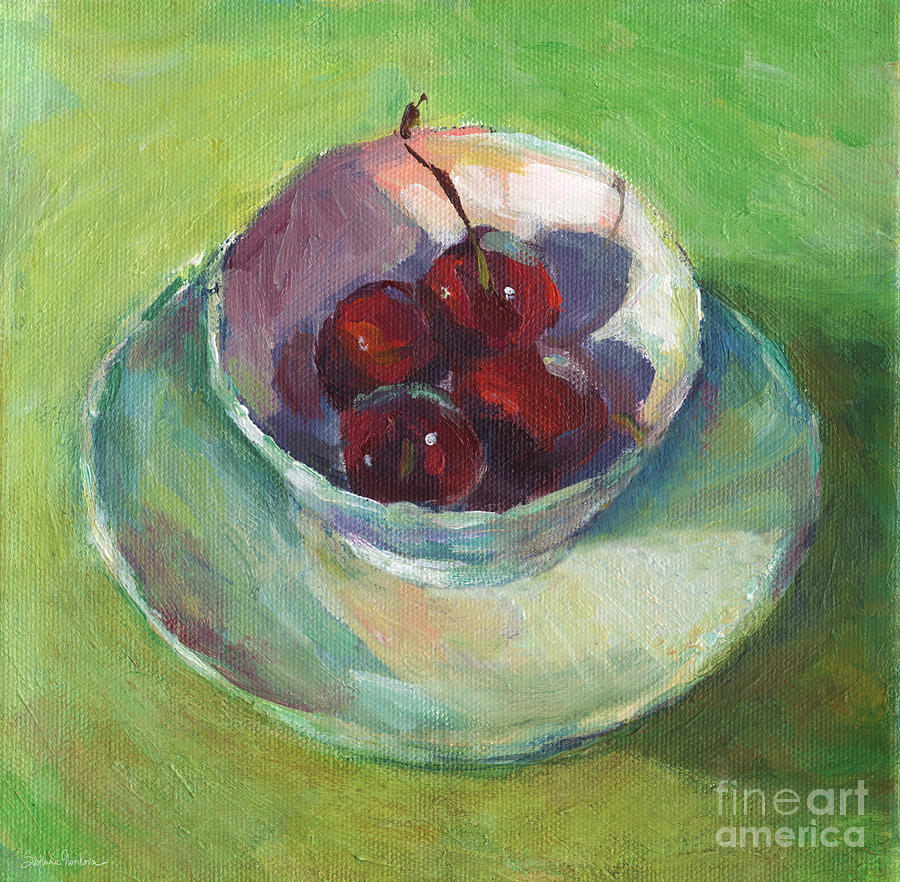 Cherries in a Cup #2 Painting by Svetlana Novikova