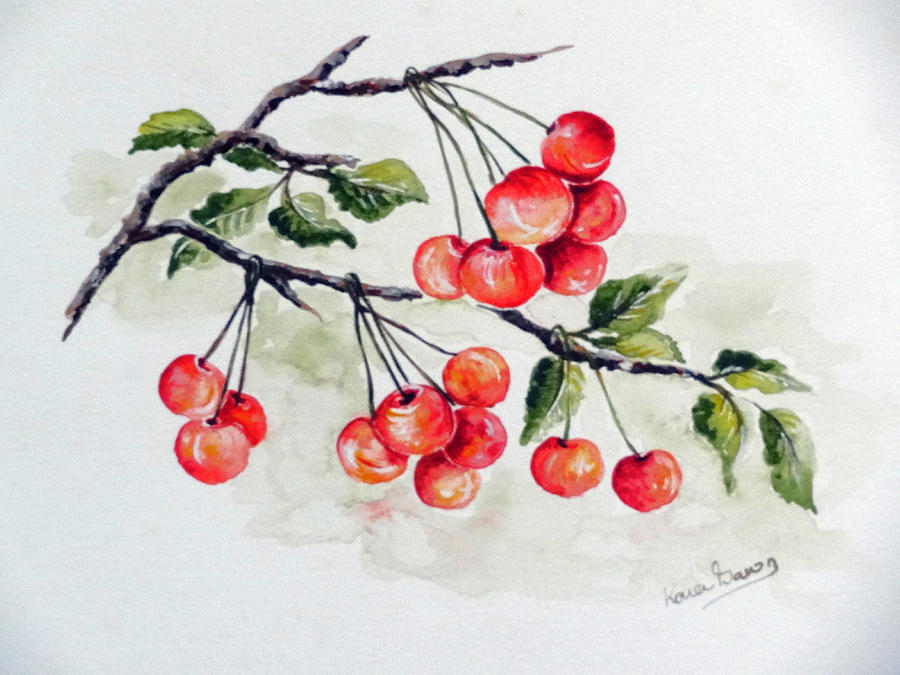 Cherries Painting by Karin Dawn Kelshall- Best - Fine Art America