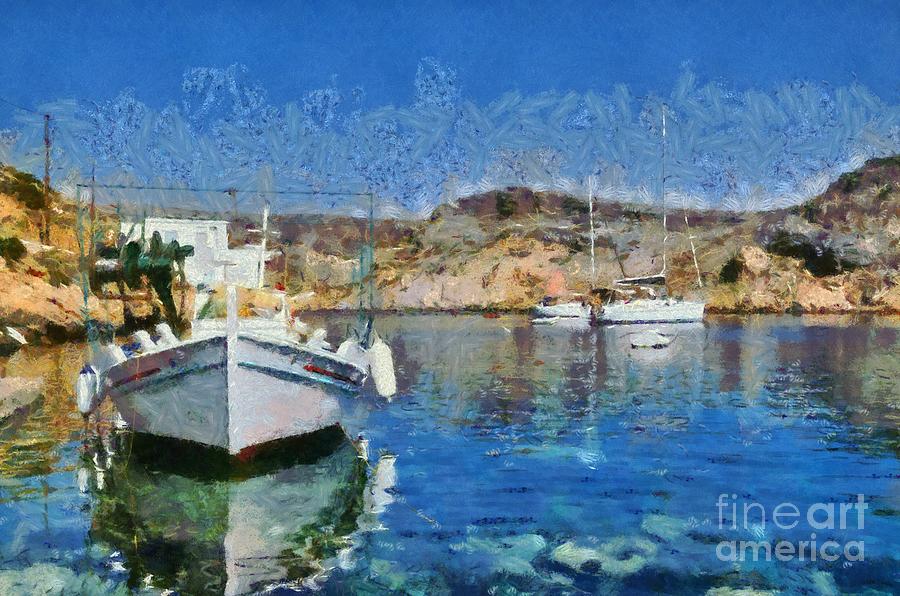 Cherronisos bay in Sifnos island Painting by George Atsametakis