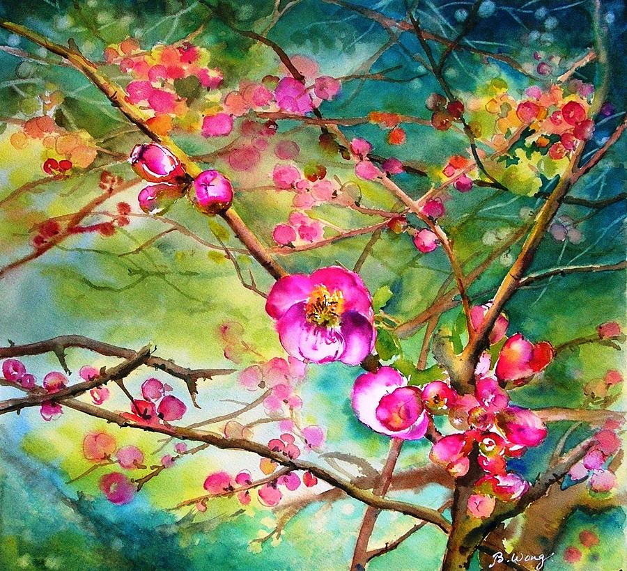 Flowers Still Life Painting - Cherry blossom by Betty M M Wong