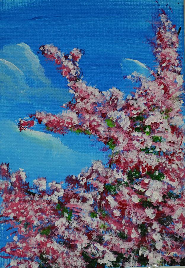 Landscape Painting - Cherry blossom branch by P Dwain Morris