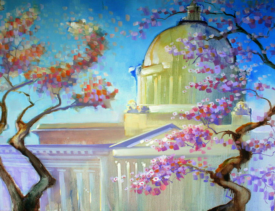 Landscape Painting - Cherry Blossom Captiol by Gregg Caudell