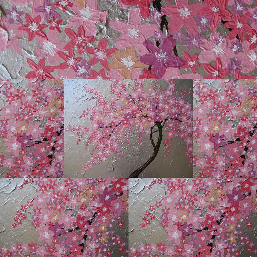 Tree Painting - Cherry Blossom collage by Cathy Jacobs