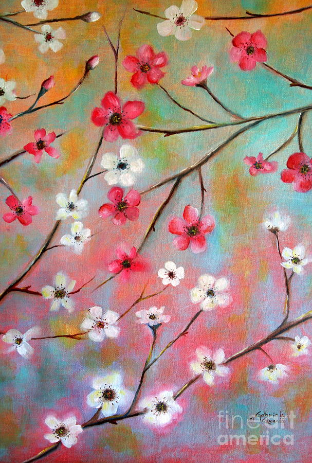 Cherry blossom Colors Painting by Gabriela Valencia