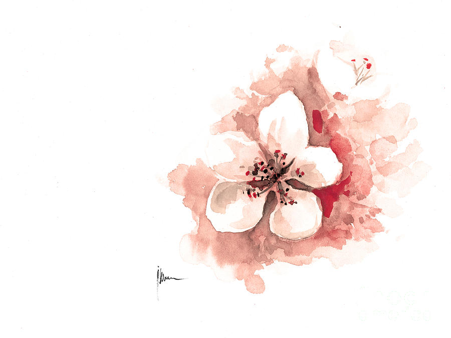 Flower Painting - Cherry blossom watercolor art print painting SAKURA by Joanna Szmerdt