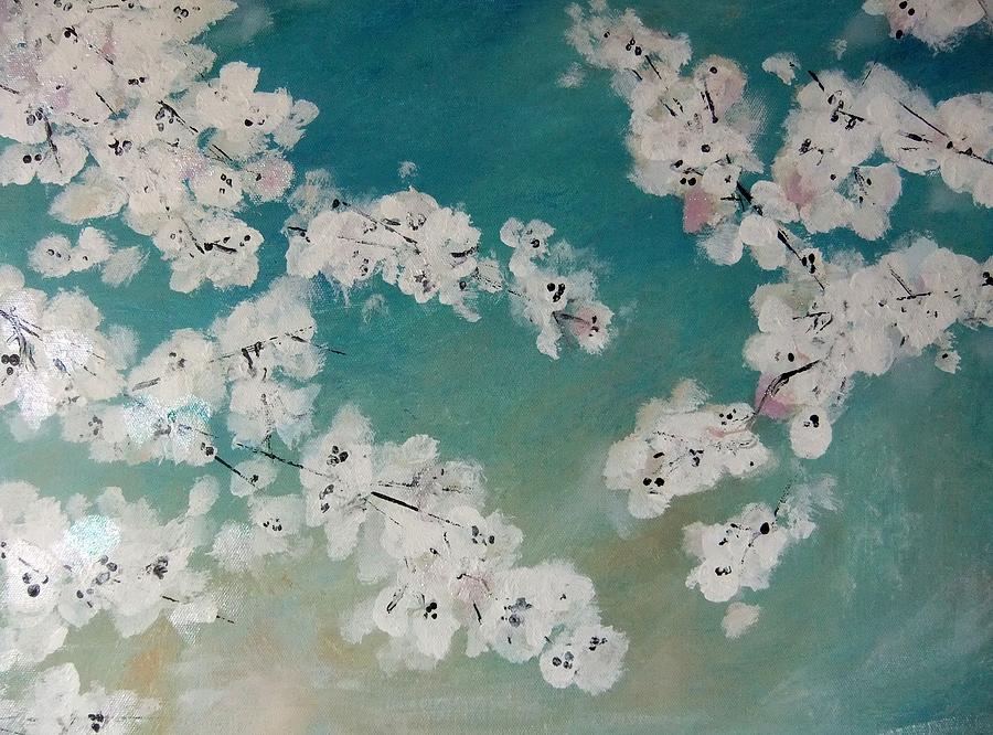 Cherry Blossoms against Sky Painting by Lynne McQueen