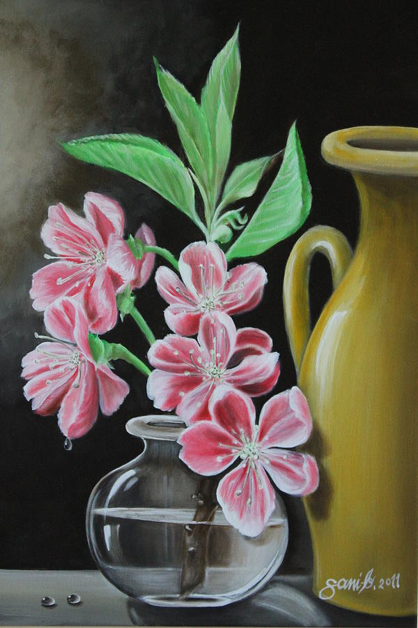 Still Life Painting - Cherry Blossoms by Gani Banacia