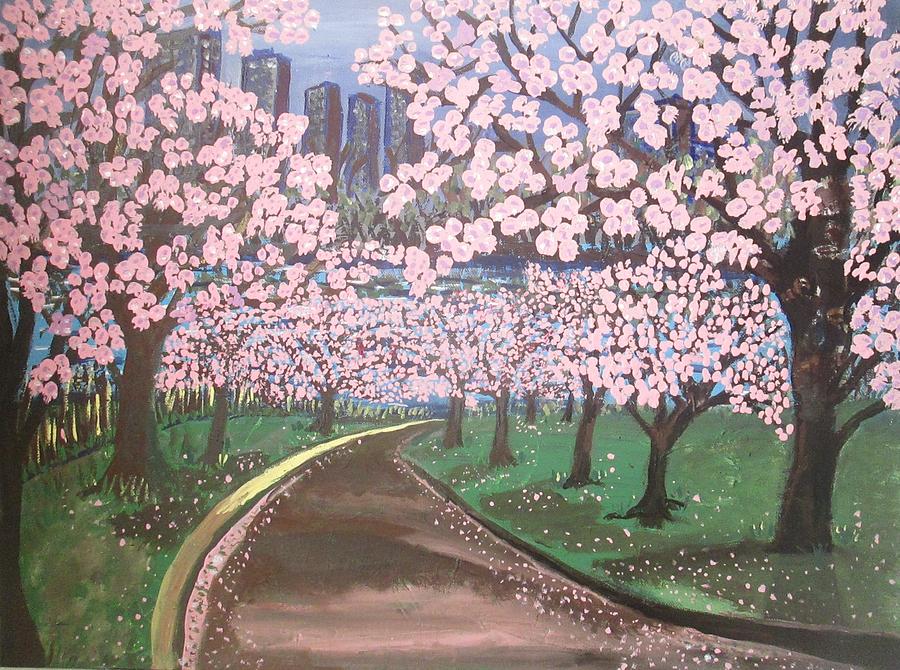 Cherry Blossoms in High Park Toronto Painting by Jennylynd James