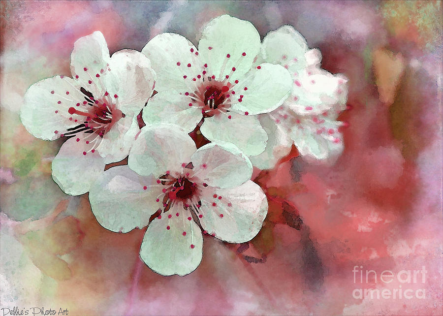 Apple Blossoms in Soft Pink - Digital Paint Photograph by Debbie Portwood