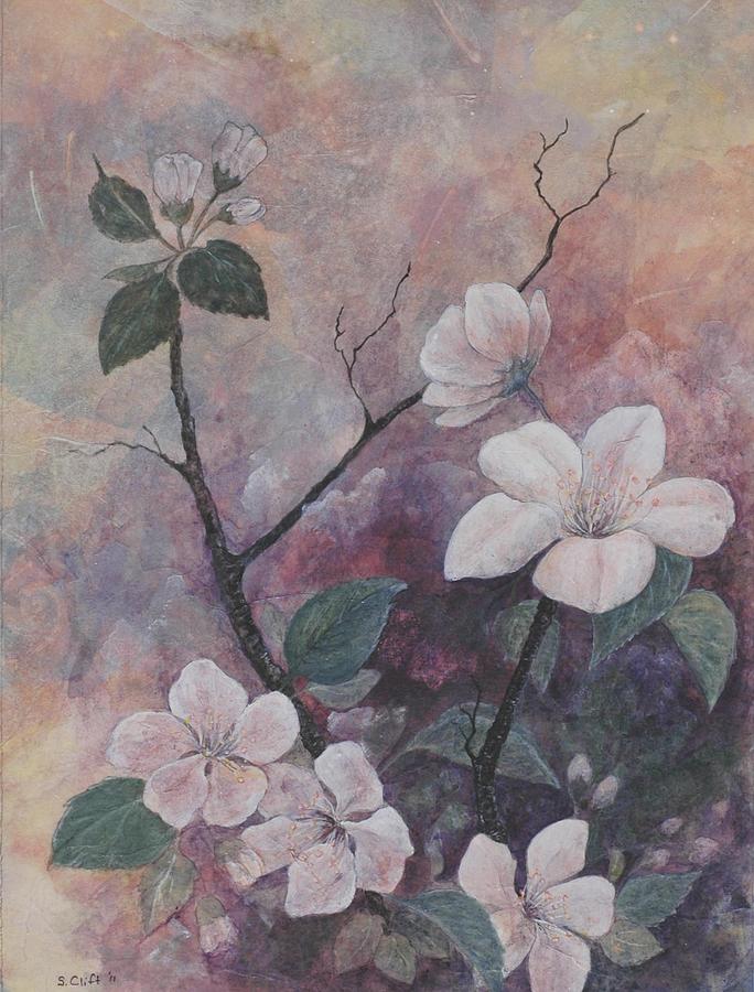 Cherry Blossoms in the Cosmos Painting by Sandy Clift