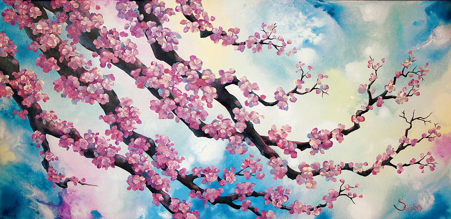 Cherry Blossoms Painting by Shiela Gosselin