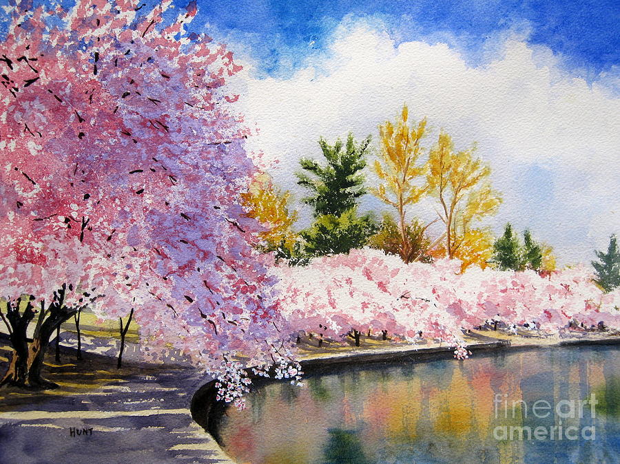 Spring Painting - Cherry Blossoms by Shirley Braithwaite Hunt