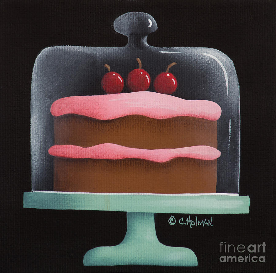 Cherry Chocolate Cake Painting by Catherine Holman