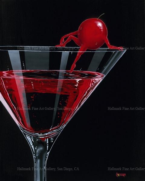 Martini Painting - Cherry Cosmo Martini by Michael Godard