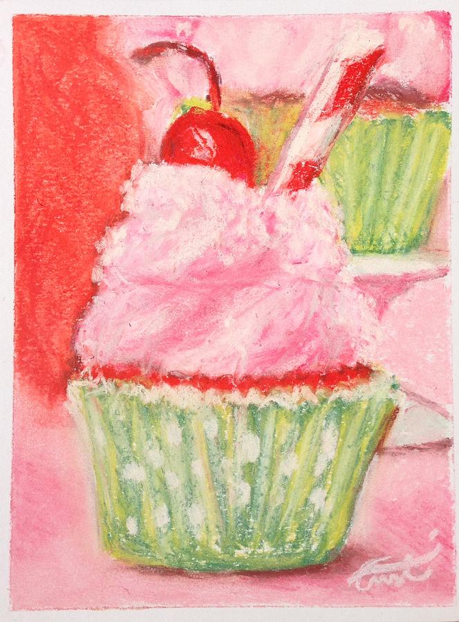 Cherry Limeade Cupcake Painting by Cristel Mol-Dellepoort - Fine Art ...