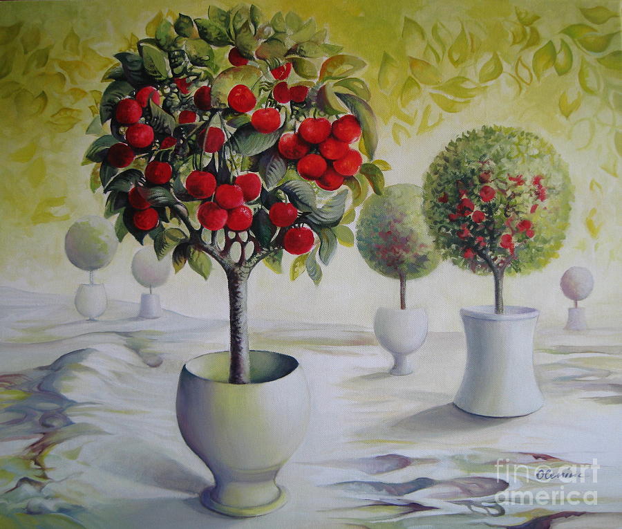 Cherry orchard Painting by Elena Oleniuc