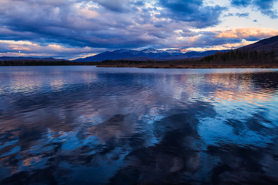 Presidential Range Photograph - Cherry Pond Cloud Reflections by Jeff Sinon