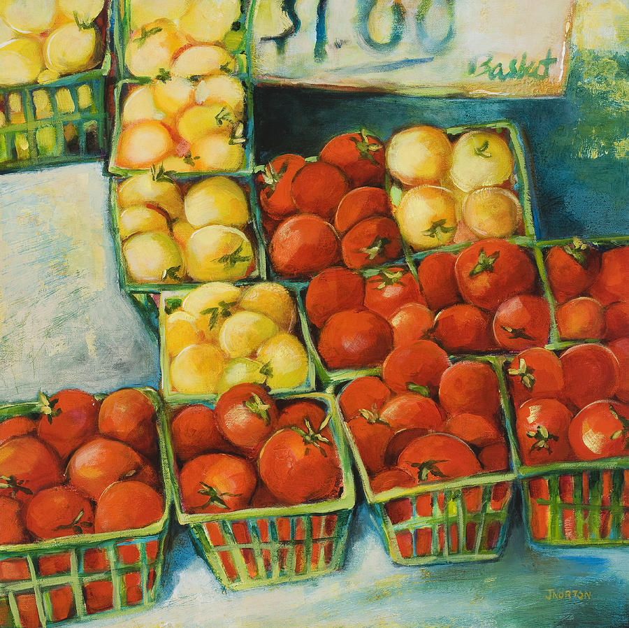 Primary Colors Painting - Cherry Tomatoes by Jen Norton
