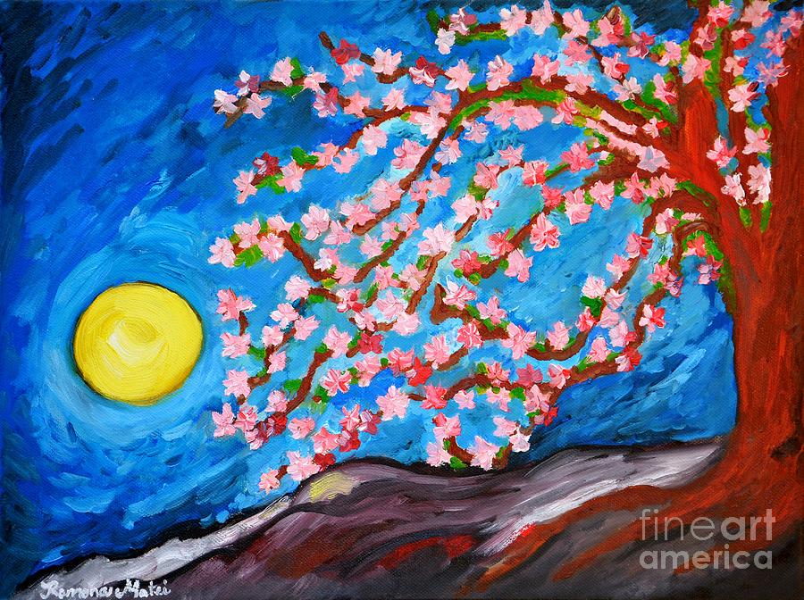 Cherry Tree in Blossom  Painting by Ramona Matei