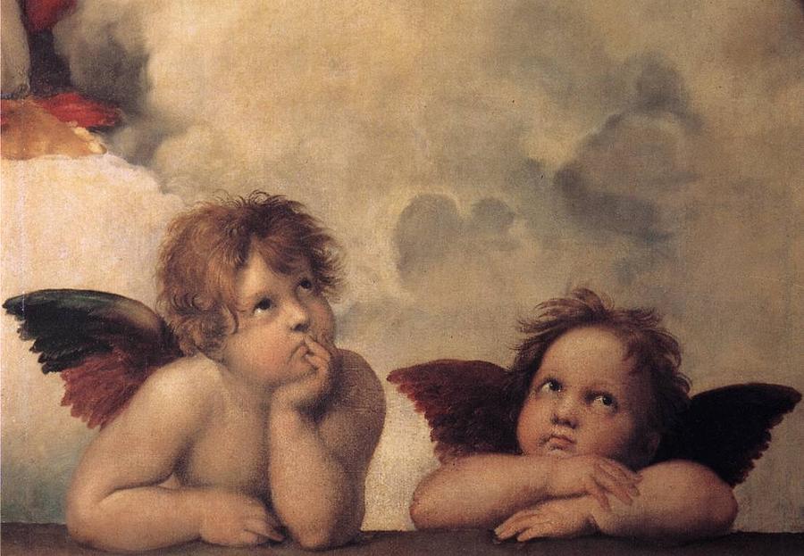 Nativity Painting - Cherubs on the Sistine Chapel by Raphael