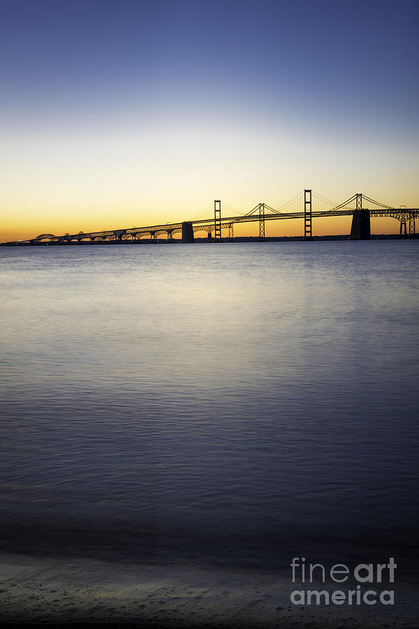 Bridge Photograph - Chesapeake Bay Bridge Just Before Sunrise Vertical by Brycia James