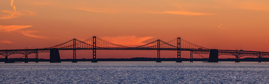 Chesapeake Bay Bridge Sunset Photograph By Michael Cox   Pixels