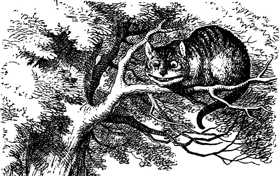 John Tenniel Drawing - Cheshire Cat Smiling by John Tenniel