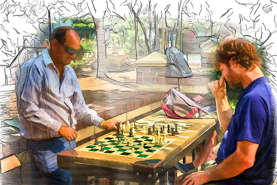 Chess Match Mixed Media by John Haldane