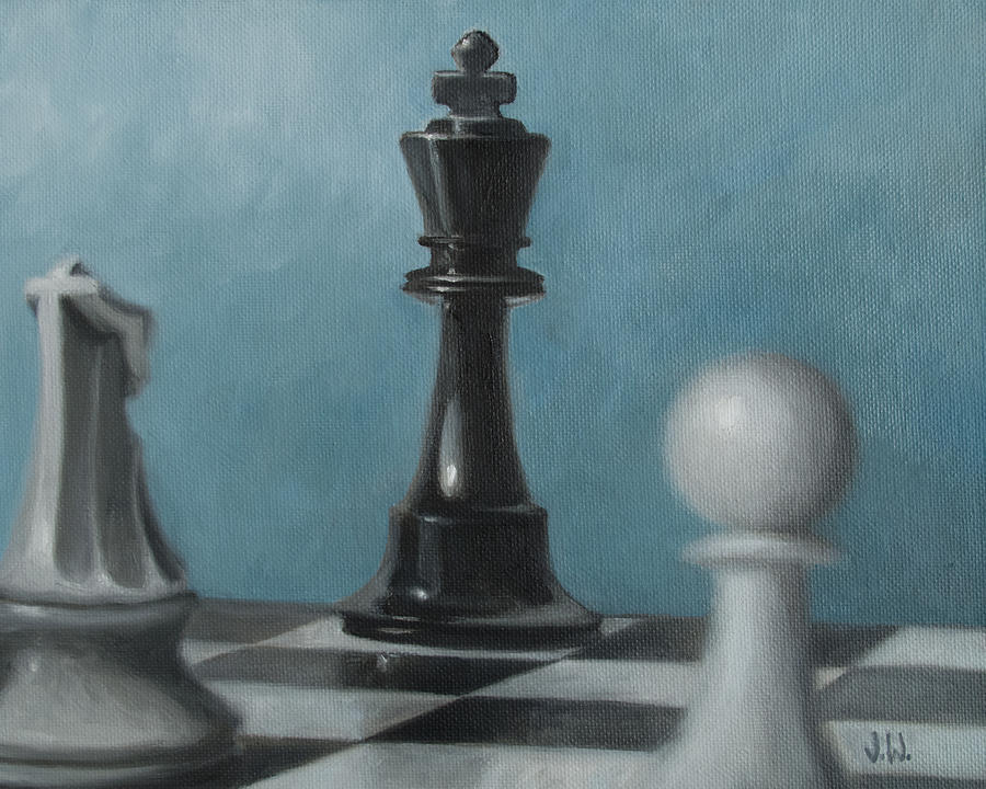 Horse Painting - Chess Pieces by Joe Winkler