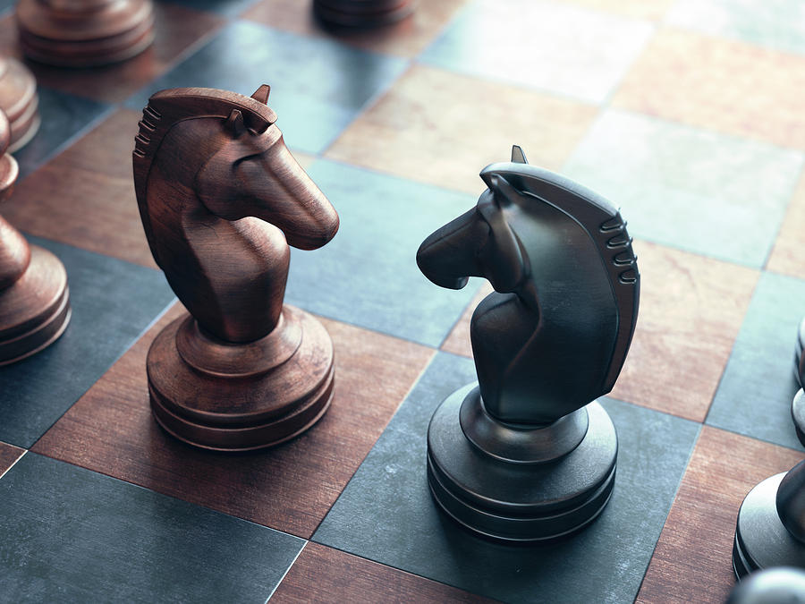 Chess Photograph - Chess Pieces On A Chess Board by Ktsdesign