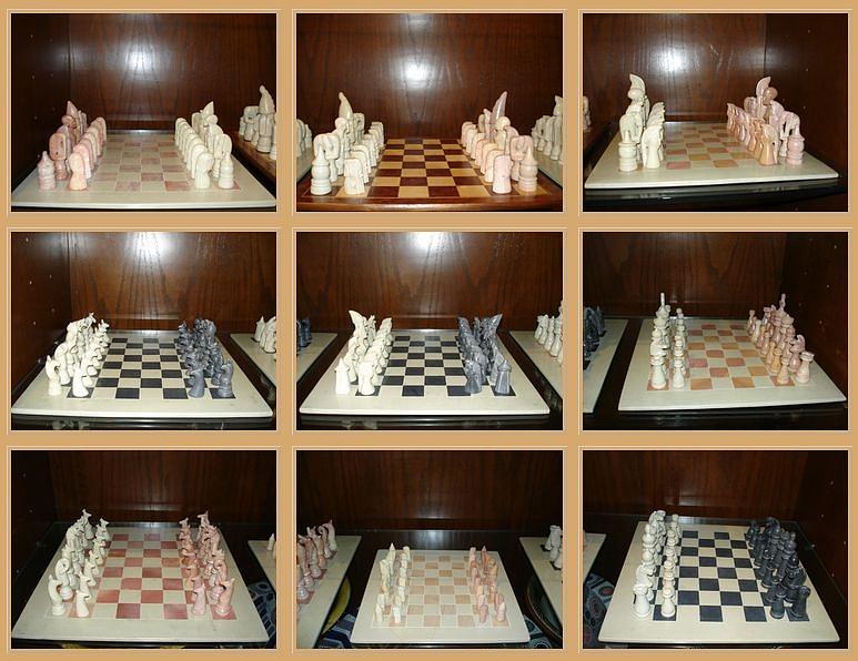 Chess Set Sculpture By Unknown
