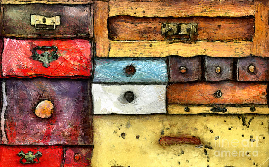 Abstract Mixed Media - Chest Of Drawers by Michal Boubin