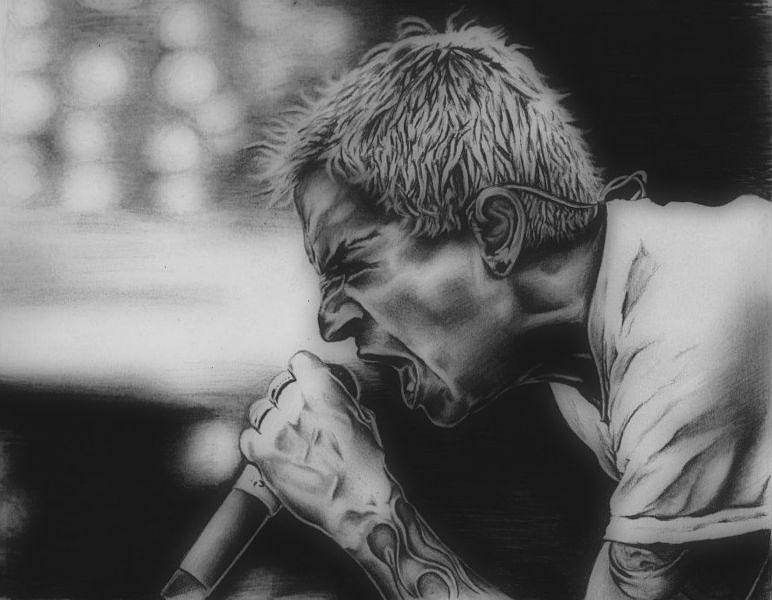 Chester Bennington from Linkin Park pencil drawing Drawing by John