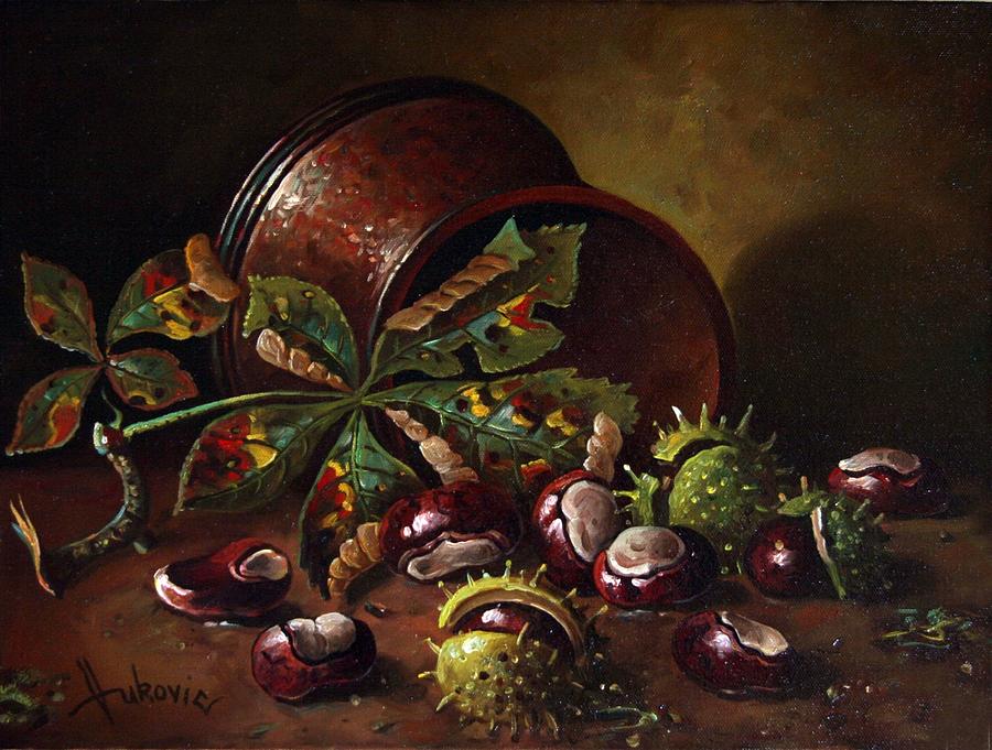 Still Life Painting - Chestnuts by Dusan Vukovic