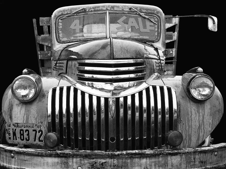 Chev for Sale - 1942 black and white Photograph by Larry Hunter