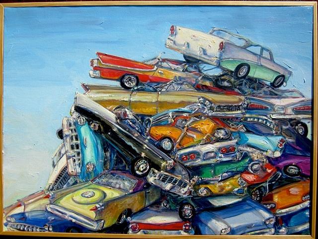 Vintage Cars Painting - Chevy on Top by Michael Knowlton