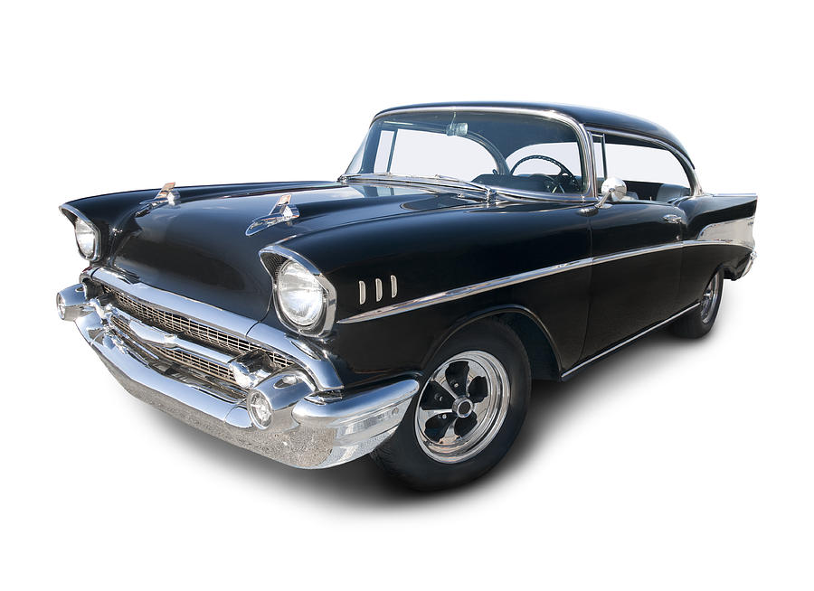 Chevrolet Belair from 1957 in black and chrome color Photograph by Schlol