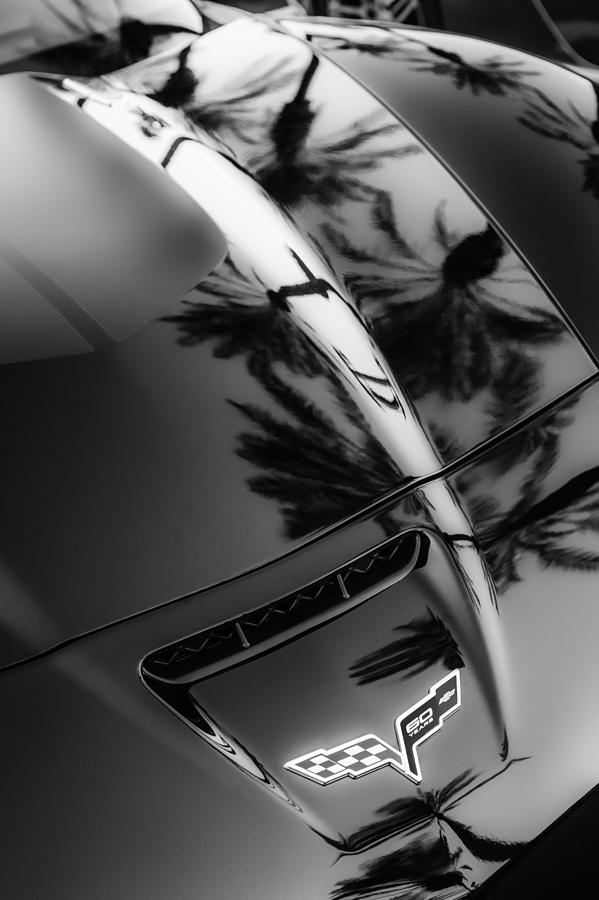 Chevrolet Corvette Hood Emblem -0205bw Photograph by Jill Reger