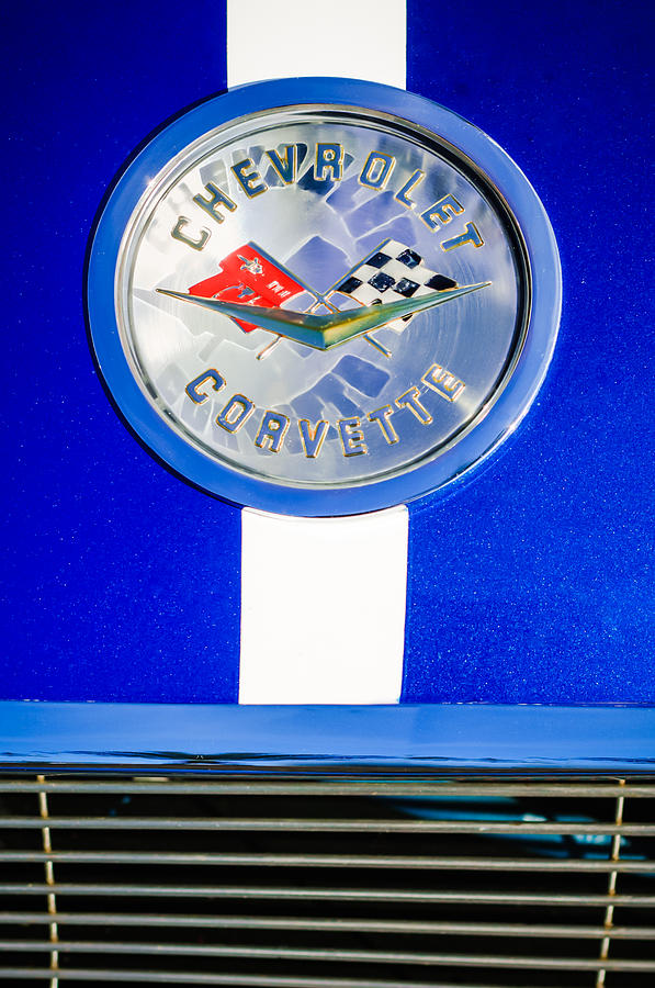 Car Photograph - Chevrolet Corvette Hood Emblem -0248c by Jill Reger