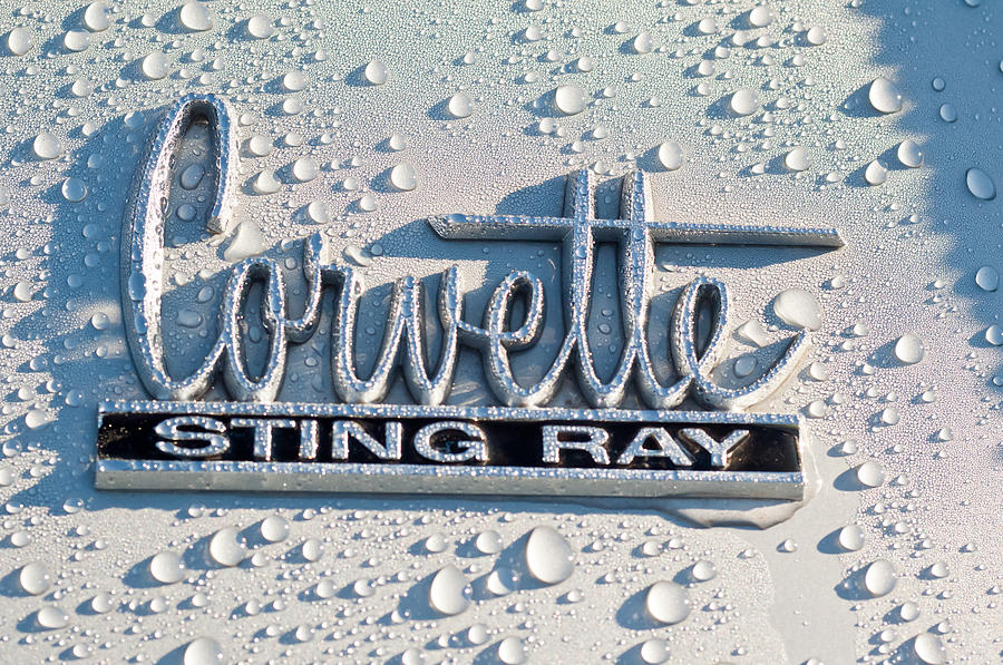 Car Photograph - 1966 Chevrolet Corvette Sting Ray Emblem -0052c by Jill Reger