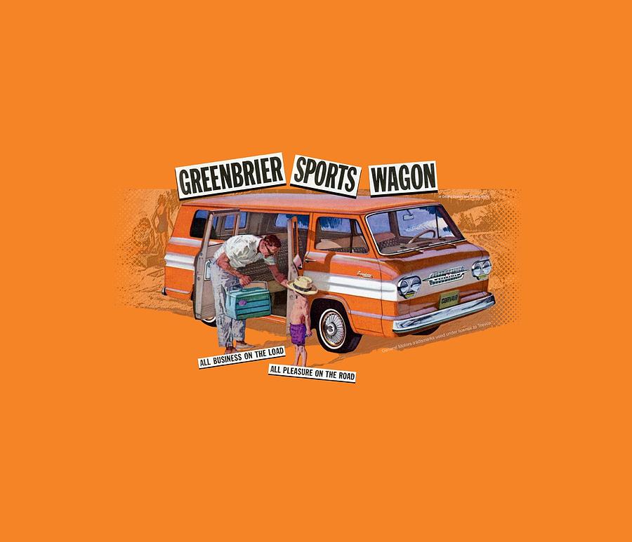 1960s Digital Art - Chevrolet - Greenbrier Corvair Sport Wagon by Brand A 1960s Digital Art - Chevrolet - Greenbrier Corvair Sport Wagon by Brand A